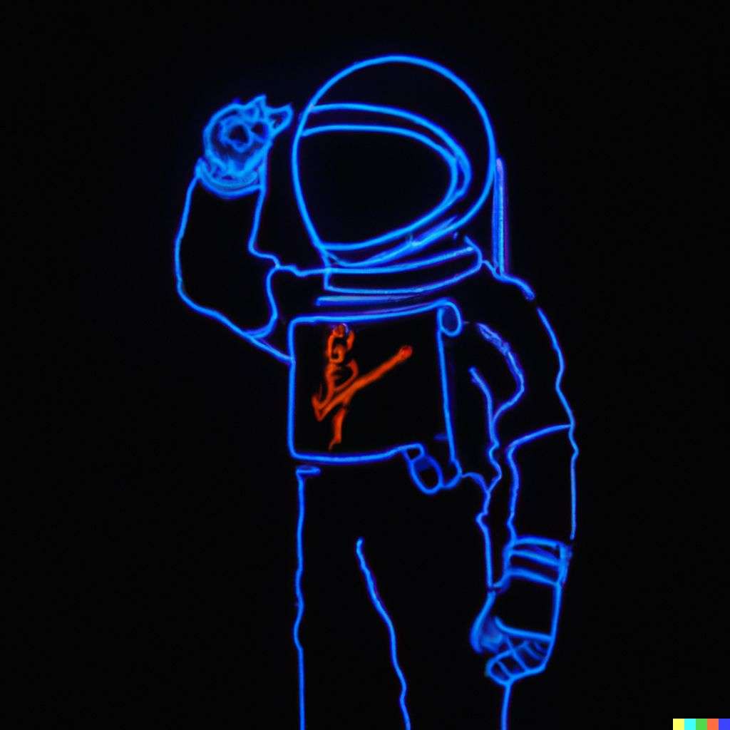 an astronaut, neon art
